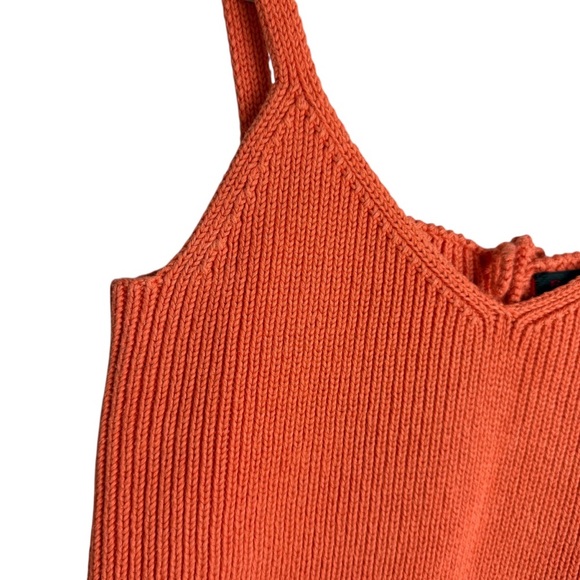 Vintage Ralph Lauren Crochet Knit Tank Top 90's Y2K Orange Casual Size Large - Picture 6 of 8